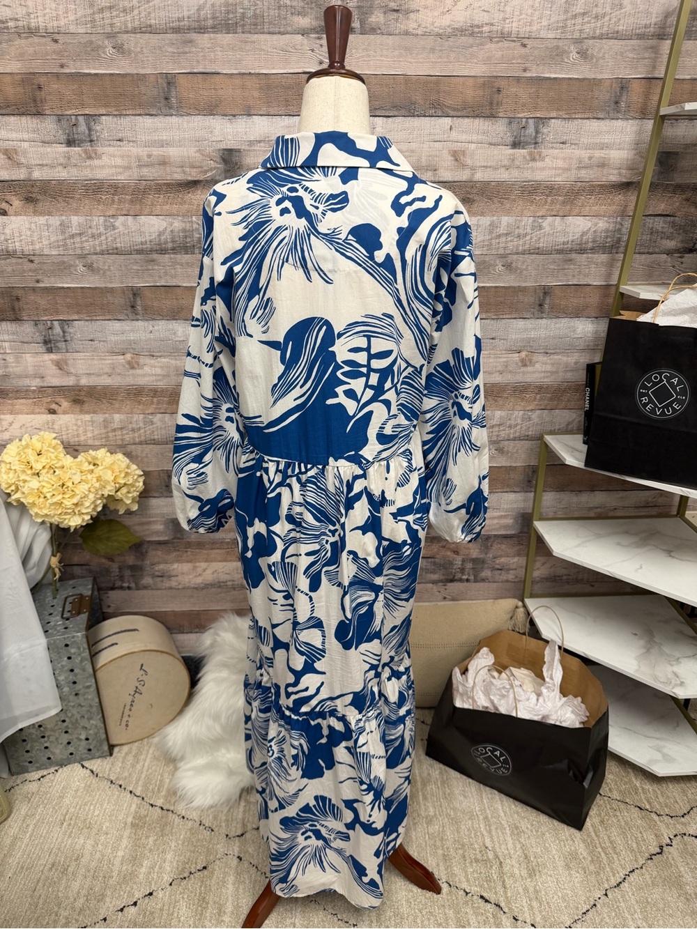 Anthropologie Maeve Blue and White Floral Print Dress - Picture 3 of 5